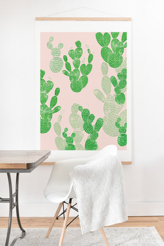 Bianca Green Linocut Cacti 1 Pattern Art Print And Hanger