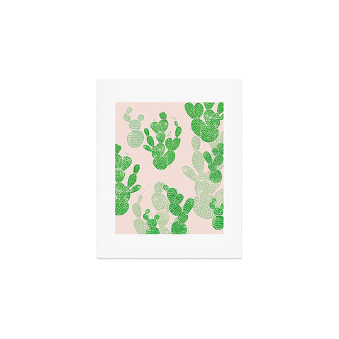 Bianca Green Linocut Cacti 1 Pattern Art Print