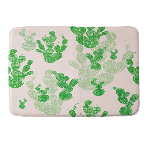 Bianca Green Linocut Cacti 1 Pattern Memory Foam Bath Mat