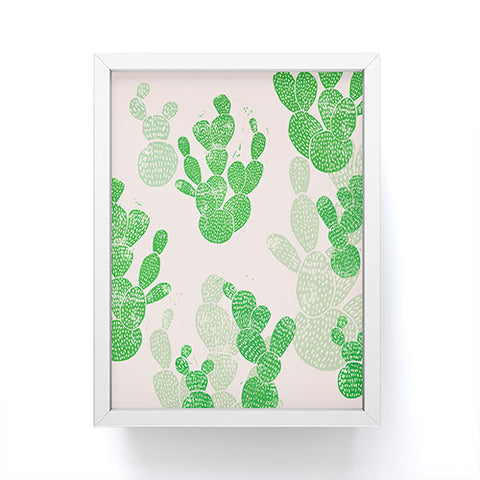 Bianca Green Linocut Cacti 1 Pattern Framed Mini Art Print