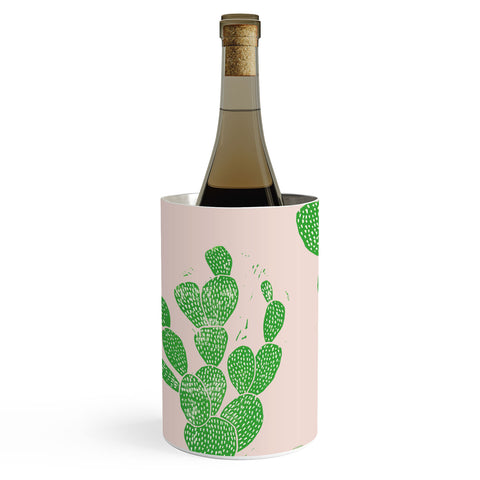 Bianca Green Linocut Cacti 1 Pattern Wine Chiller