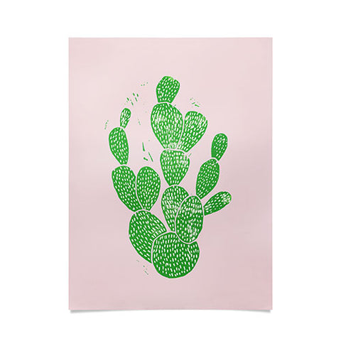 Bianca Green Linocut Cacti 1 Poster