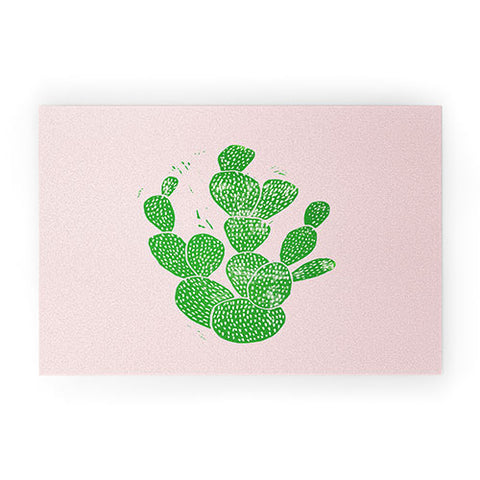 Bianca Green Linocut Cacti 1 Welcome Mat
