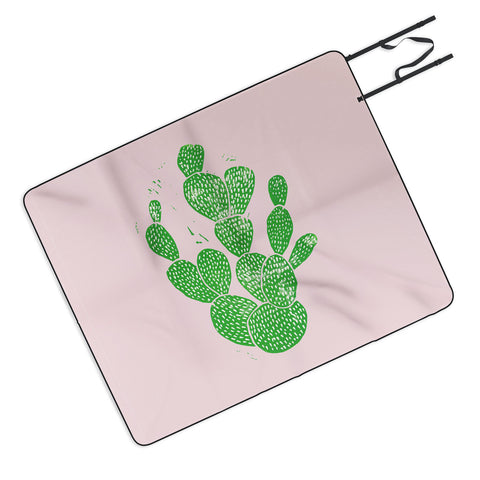 Bianca Green Linocut Cacti 1 Picnic Blanket