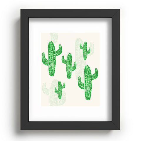 Bianca Green Linocut Cacti 2 Recessed Framing Rectangle