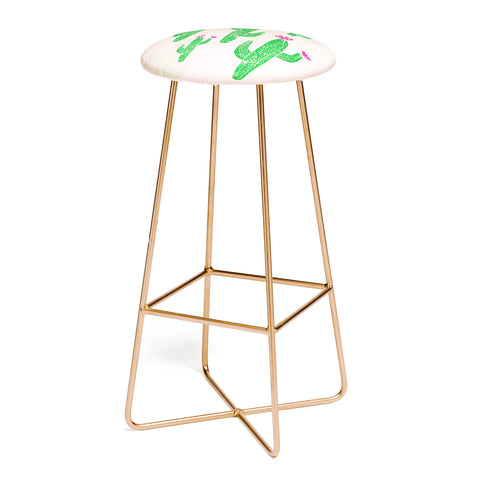 Bianca Green Linocut Cacti 2 Blooming Bar Stool
