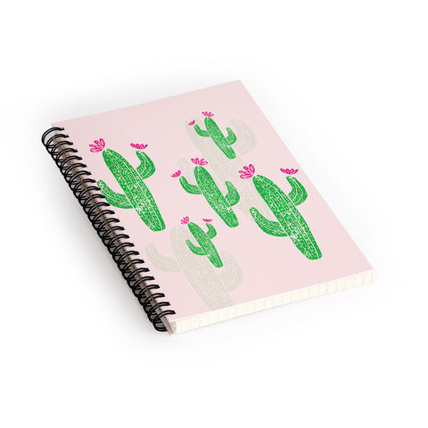 Bianca Green Linocut Cacti 2 Blooming Spiral Notebook