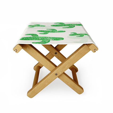 Bianca Green Linocut Cacti 2 Folding Stool