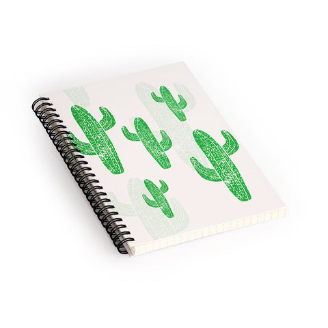 Bianca Green Linocut Cacti 2 Spiral Notebook