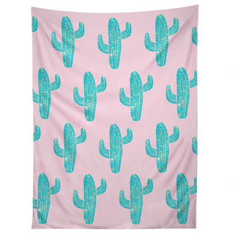 Bianca Green Linocut Cacti Candy Tapestry