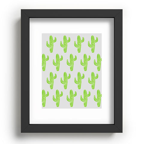 Bianca Green Linocut Cacti Green Recessed Framing Rectangle
