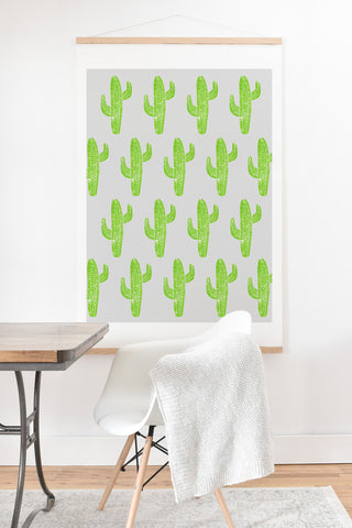 Bianca Green Linocut Cacti Green Art Print And Hanger