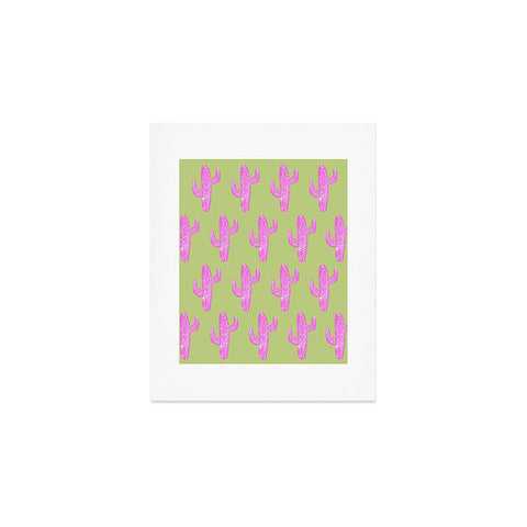 Bianca Green Linocut Cacti Pink Art Print