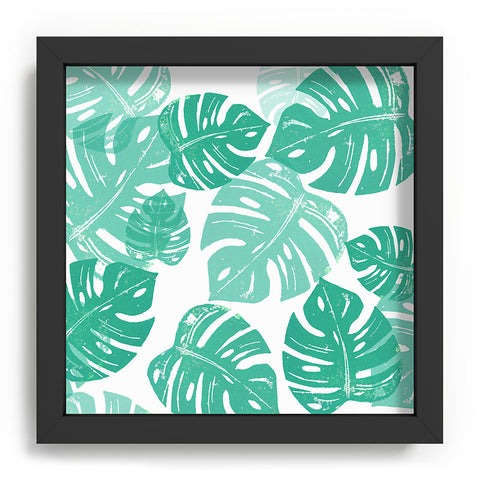 Bianca Green Linocut Monstera Recessed Framing Square