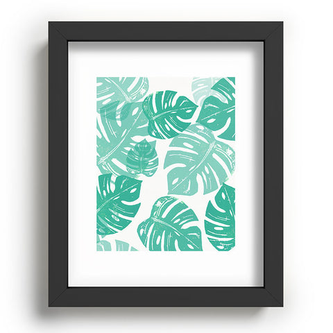 Bianca Green Linocut Monstera Recessed Framing Rectangle