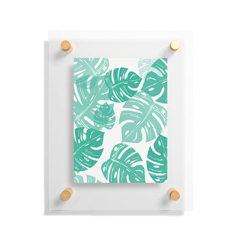 Bianca Green Linocut Monstera Floating Acrylic Print