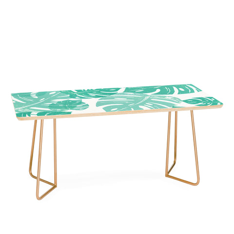 Bianca Green Linocut Monstera Coffee Table