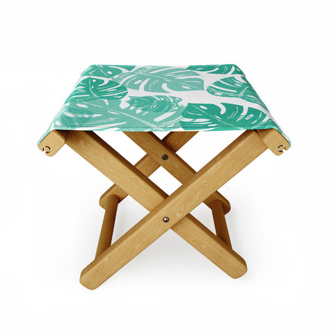 Bianca Green Linocut Monstera Folding Stool
