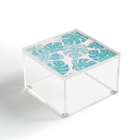 Bianca Green Linocut Monstera Pastel Acrylic Box