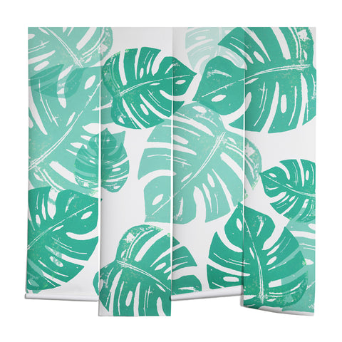 Bianca Green Linocut Monstera Wall Mural