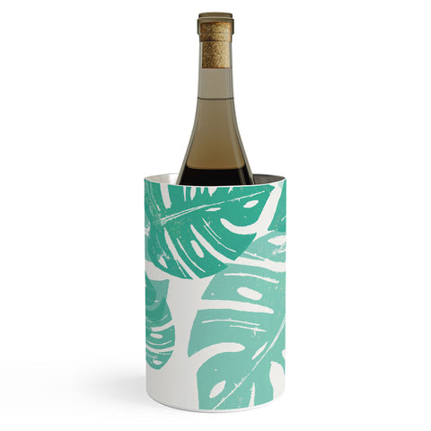 Bianca Green Linocut Monstera Wine Chiller
