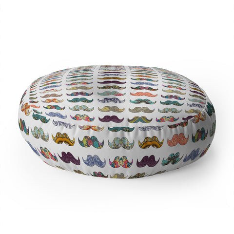 Bianca Green Mustache Mania Floor Pillow Round
