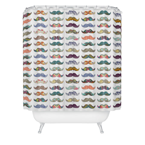 Bianca Green Mustache Mania Shower Curtain