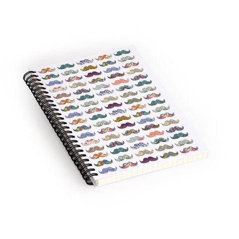 Bianca Green Mustache Mania Spiral Notebook