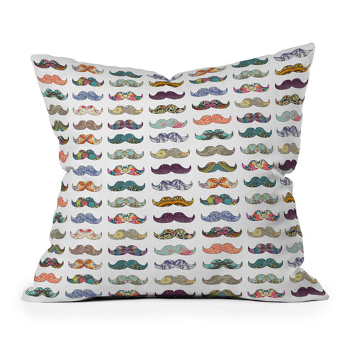 Bianca Green Mustache Mania Throw Pillow