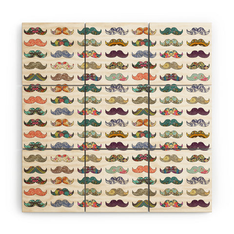Bianca Green Mustache Mania Wood Wall Mural