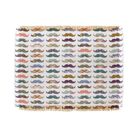 Bianca Green Mustache Mania Throw Blanket