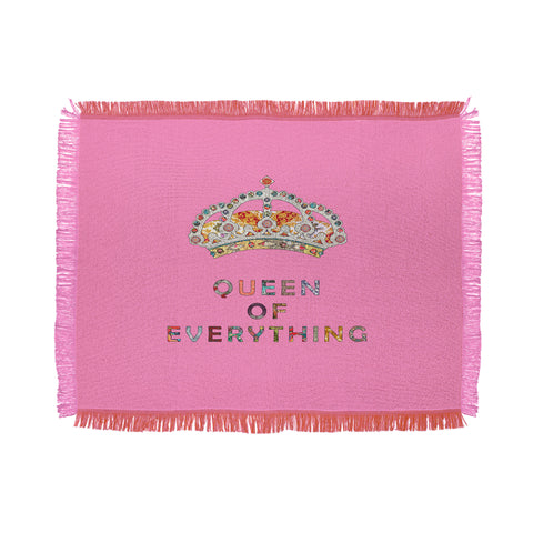 Bianca Green Queen Of Everything Pink Throw Blanket