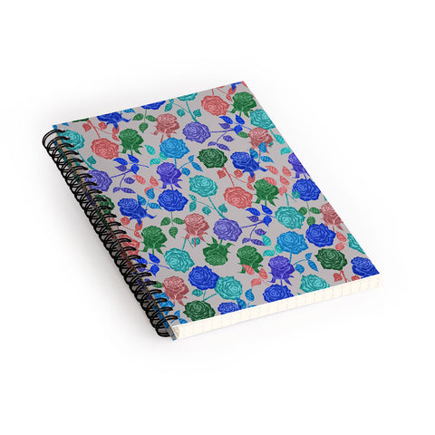 Bianca Green Roses Blue Spiral Notebook