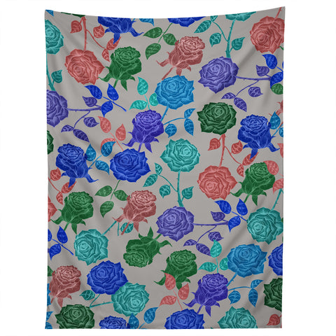 Bianca Green Roses Blue Tapestry