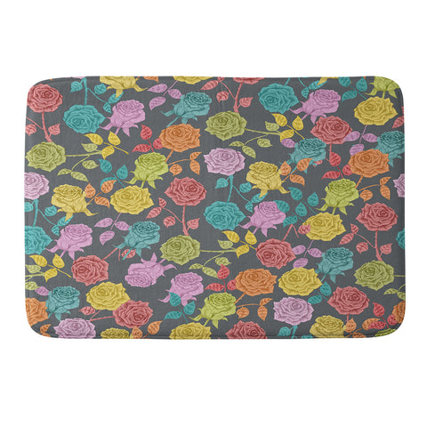 Bianca Green Roses Red Memory Foam Bath Mat