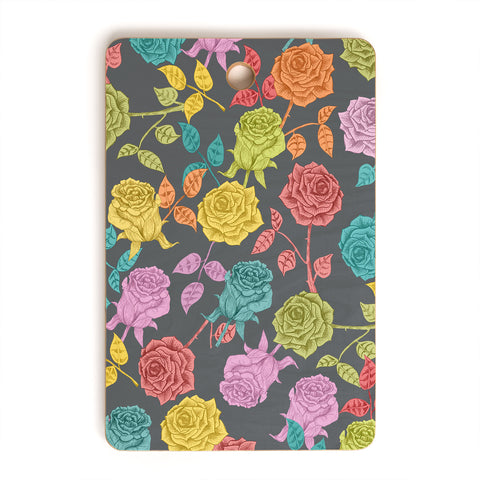 Bianca Green Roses Red Cutting Board Rectangle