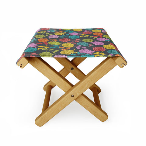 Bianca Green Roses Red Folding Stool