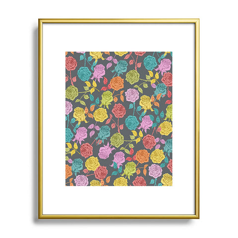 Bianca Green Roses Red Metal Framed Art Print