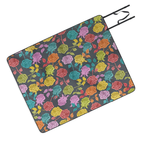 Bianca Green Roses Red Picnic Blanket