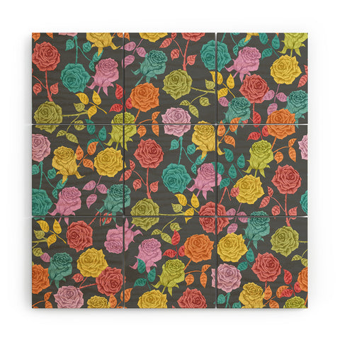 Bianca Green Roses Red Wood Wall Mural