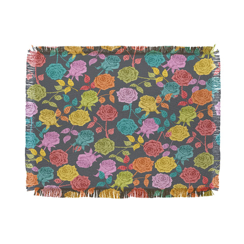 Bianca Green Roses Red Throw Blanket