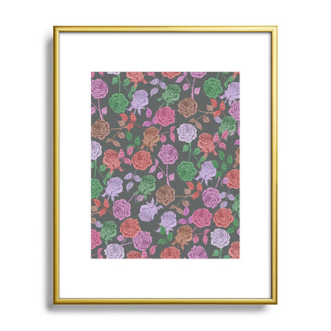 Bianca Green Roses Vintage Metal Framed Art Print