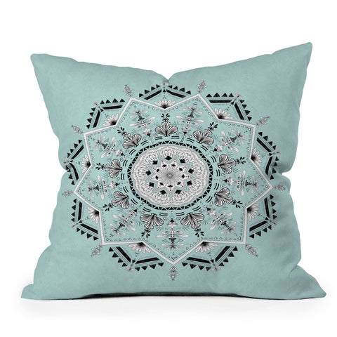 Bianca Green Star Mandala Blue Throw Pillow
