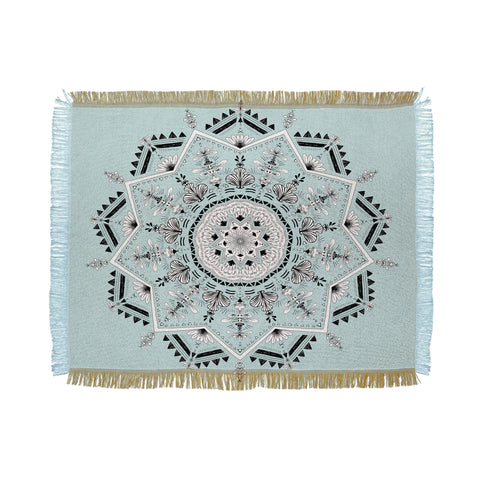 Bianca Green Star Mandala Blue Throw Blanket