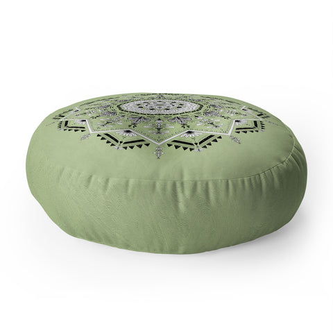 Bianca Green Star Mandala Green Floor Pillow Round