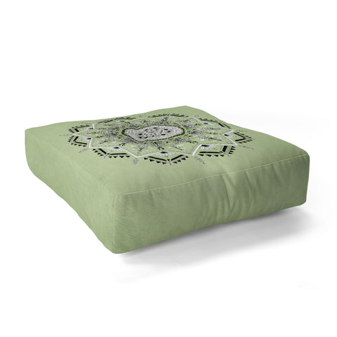 Bianca Green Star Mandala Green Floor Pillow Square