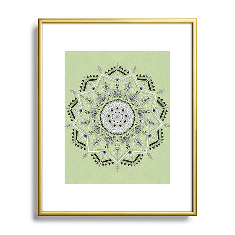 Bianca Green Star Mandala Green Metal Framed Art Print
