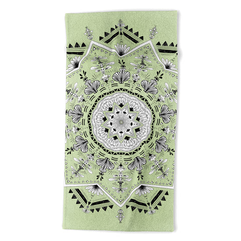 Bianca Green Star Mandala Green Beach Towel