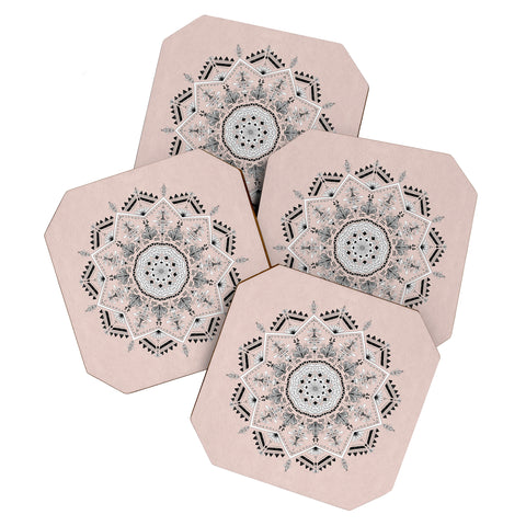 Bianca Green Star Mandala Peach Coaster Set