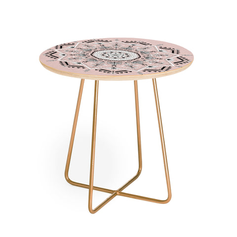 Bianca Green Star Mandala Peach Round Side Table